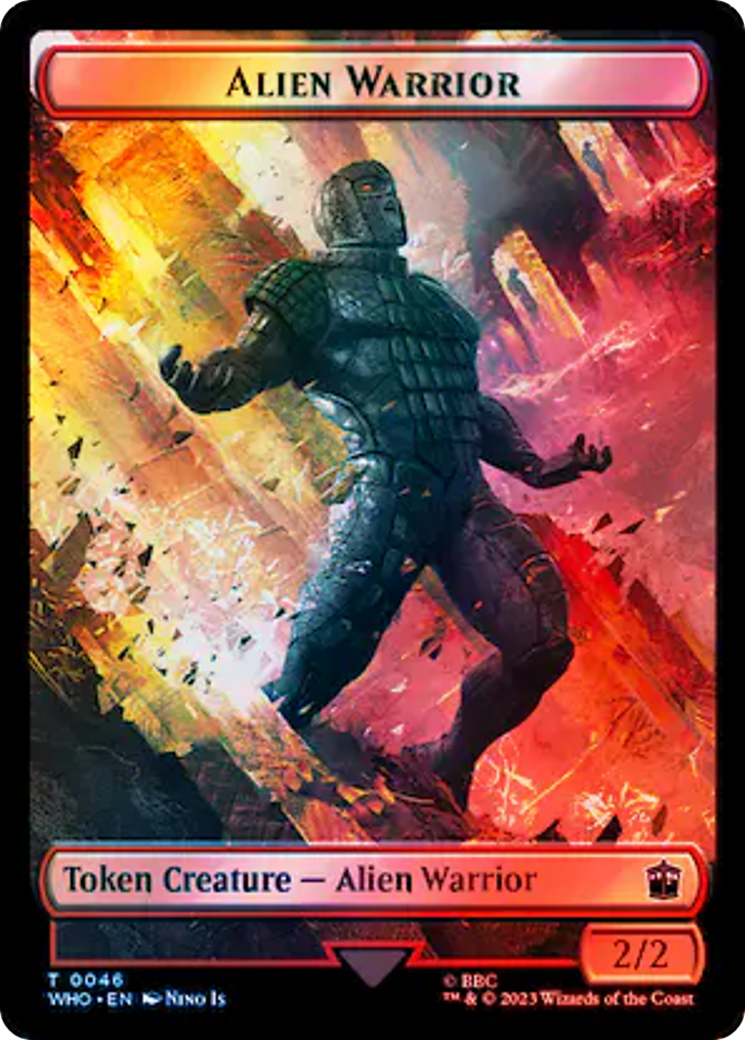 Alien // Alien Warrior Double-Sided Token (Surge Foil) [Doctor Who Tokens] | Gear Gaming Bentonville