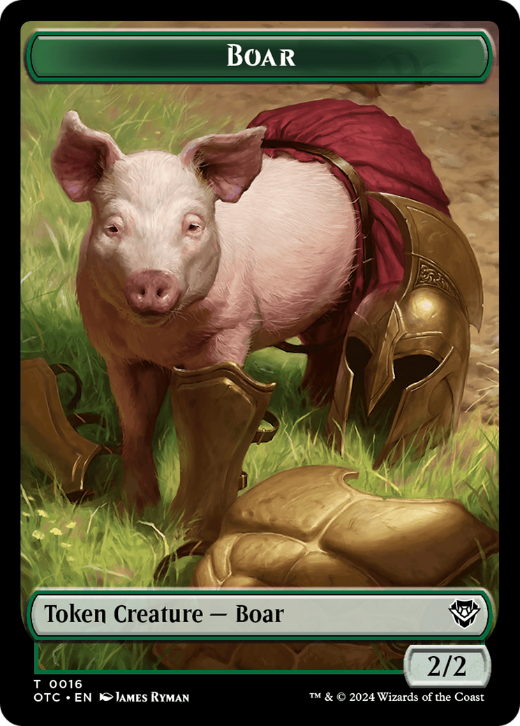 Boar // Manifest Double-Sided Token [Outlaws of Thunder Junction Commander Tokens] | Gear Gaming Bentonville