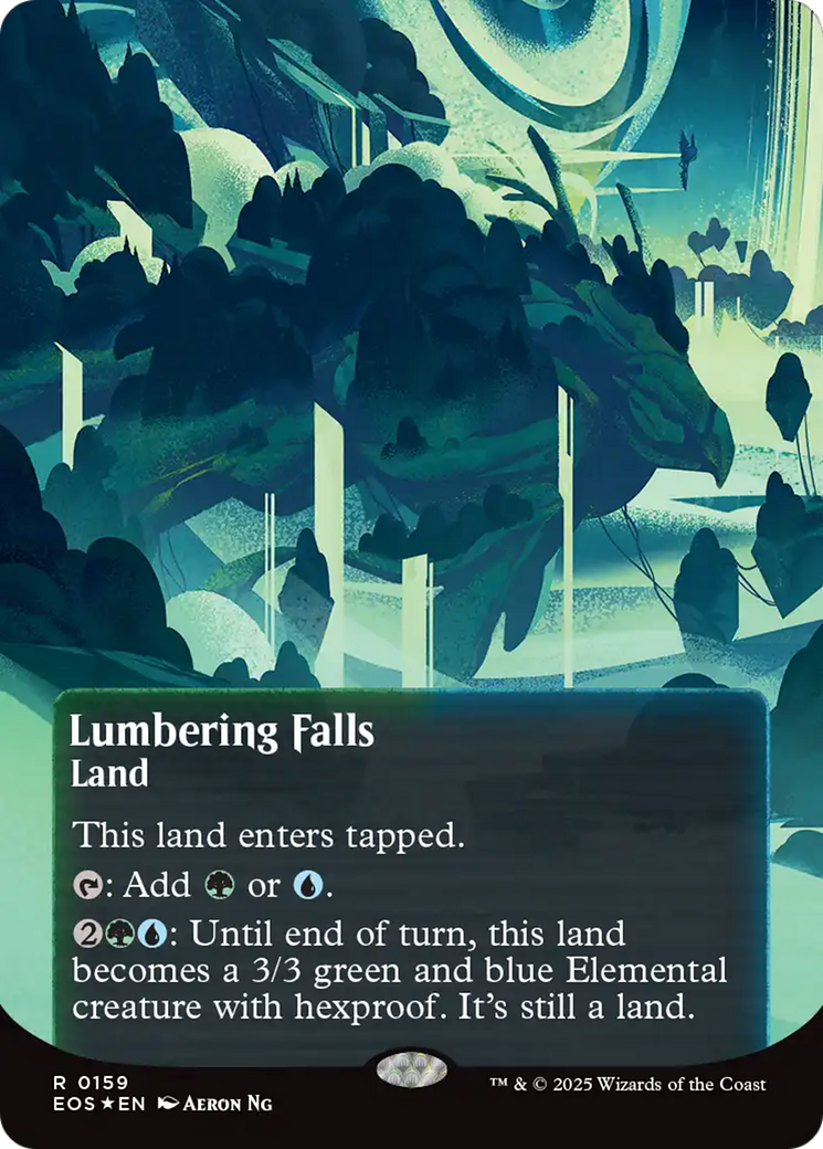 Lumbering Falls (0159) (Borderless) (Galaxy Foil) [Edge of Eternities: Stellar Sights] | Gear Gaming Bentonville