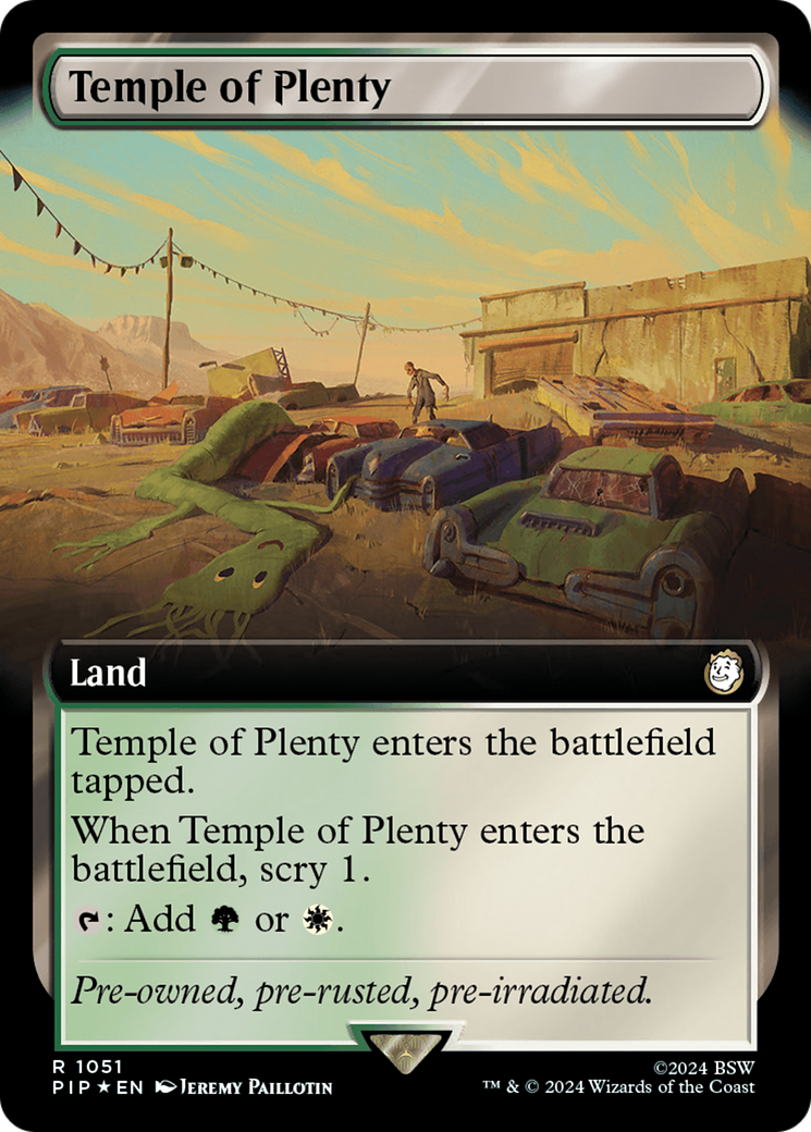 Temple of Plenty (Extended Art) (Surge Foil) [Fallout] | Gear Gaming Bentonville