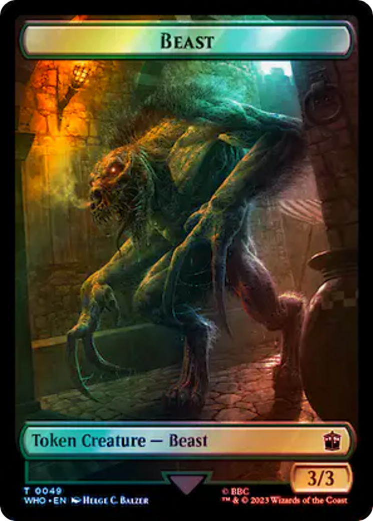 Soldier // Beast Double-Sided Token (Surge Foil) [Doctor Who Tokens] | Gear Gaming Bentonville