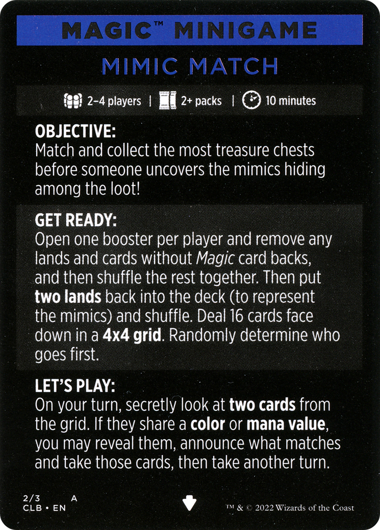 Mimic Match (Magic Minigame) [Commander Legends: Battle for Baldur's Gate Minigame] | Gear Gaming Bentonville