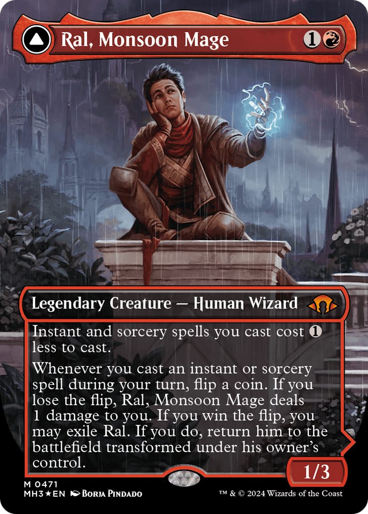 Ral, Monsoon Mage // Ral, Leyline Prodigy (Borderless) (Textured Foil) [Modern Horizons 3] | Gear Gaming Bentonville