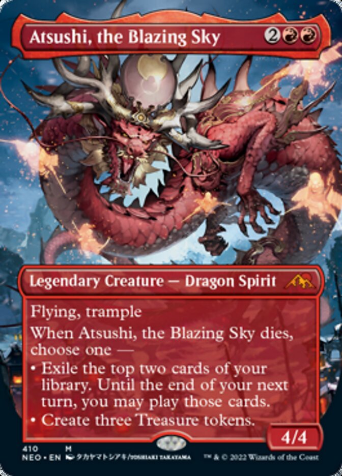 Atsushi, the Blazing Sky (Borderless Alternate Art) [Kamigawa: Neon Dynasty] | Gear Gaming Bentonville