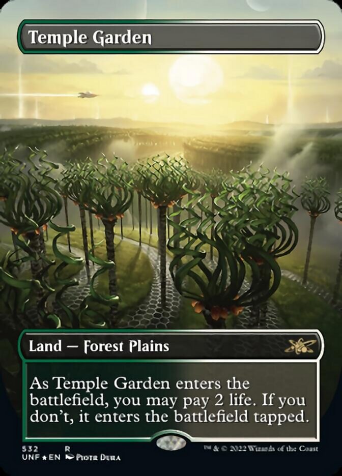 Temple Garden (Borderless) (Galaxy Foil) [Unfinity] | Gear Gaming Bentonville