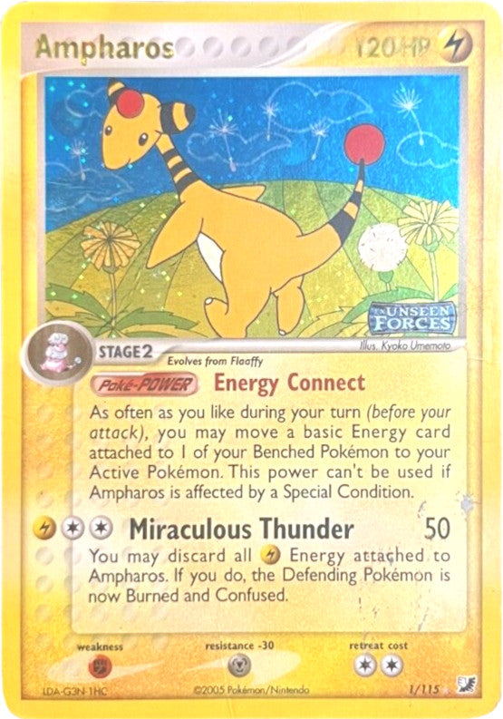 Ampharos (1/115) (Stamped) [EX: Unseen Forces] | Gear Gaming Bentonville