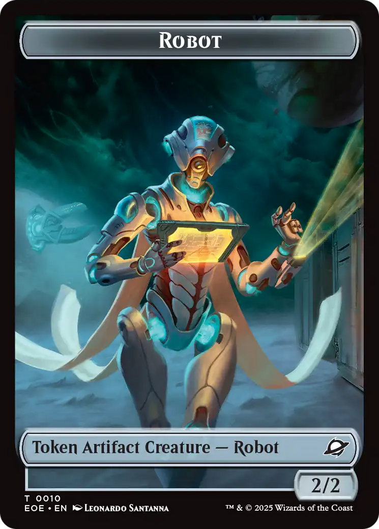 Robot // Emblem - Tezzeret, Cruel Captain Double-Sided Token [Edge of Eternities Tokens] | Gear Gaming Bentonville