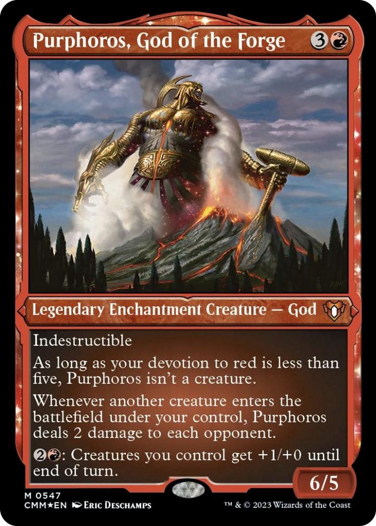 Purphoros, God of the Forge (Foil Etched) [Commander Masters] | Gear Gaming Bentonville