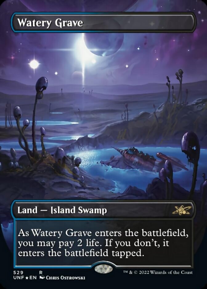 Watery Grave (Borderless) (Galaxy Foil) [Unfinity] | Gear Gaming Bentonville