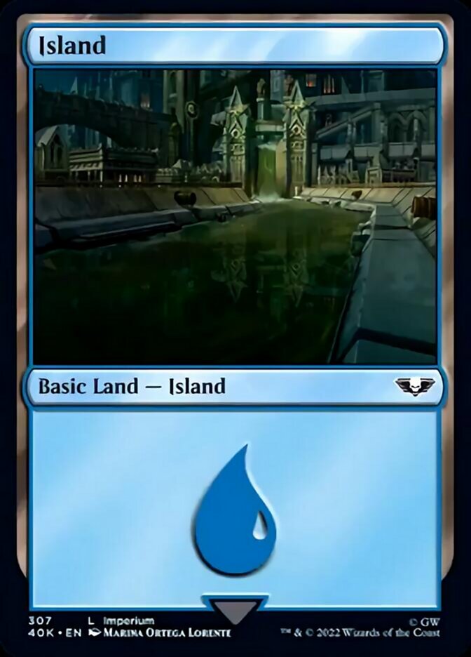 Island (307) (Surge Foil) [Warhammer 40,000] | Gear Gaming Bentonville