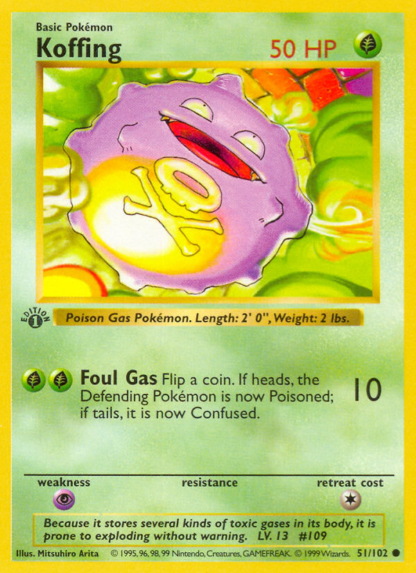 Koffing (51/102) (Shadowless) [Base Set 1st Edition] | Gear Gaming Bentonville