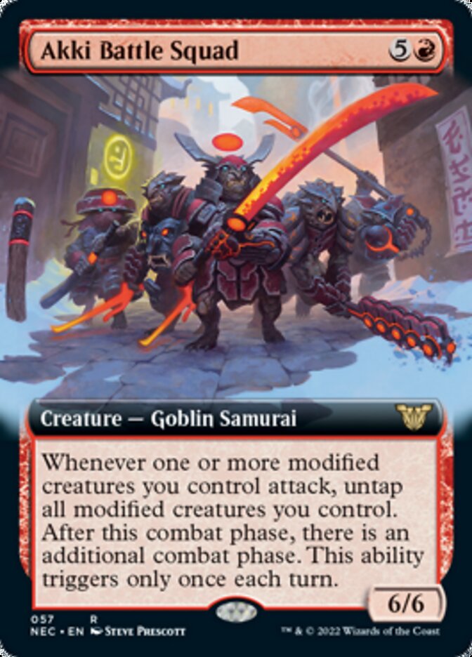 Akki Battle Squad (Extended Art) [Kamigawa: Neon Dynasty Commander] | Gear Gaming Bentonville
