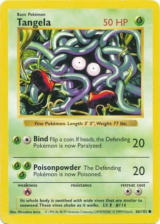 Tangela (66/102) [Base Set Shadowless Unlimited] | Gear Gaming Bentonville