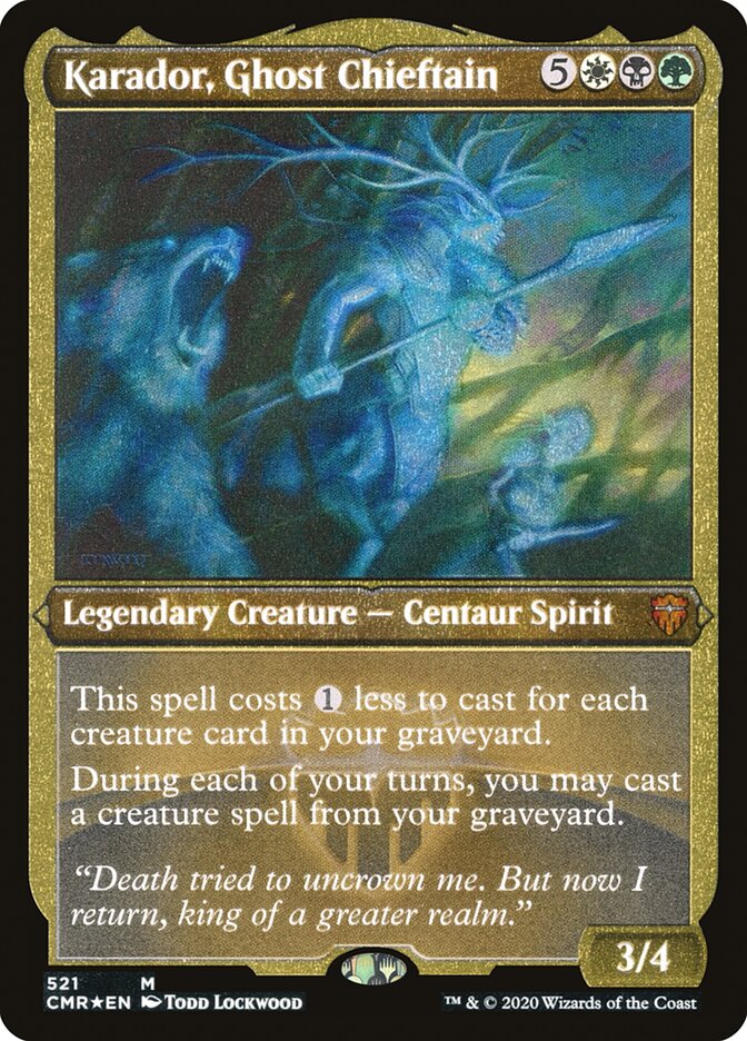 Karador, Ghost Chieftain (Etched) [Commander Legends] | Gear Gaming Bentonville