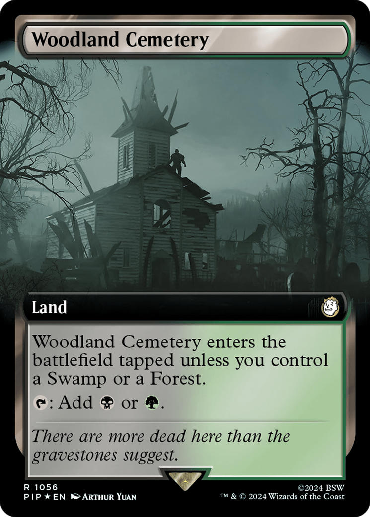 Woodland Cemetery (Extended Art) (Surge Foil) [Fallout] | Gear Gaming Bentonville