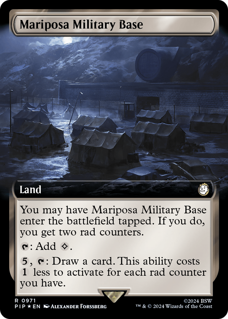 Mariposa Military Base (Extended Art) (Surge Foil) [Fallout] | Gear Gaming Bentonville