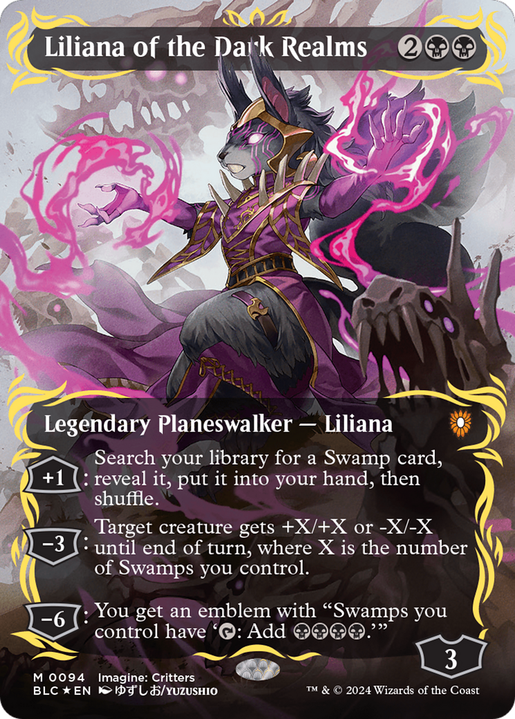 Liliana of the Dark Realms (Borderless) (Raised Foil) [Bloomburrow Commander] | Gear Gaming Bentonville