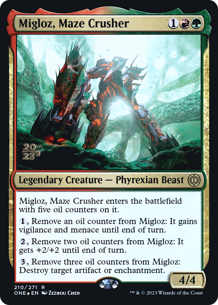 Migloz, Maze Crusher [Phyrexia: All Will Be One Prerelease Promos] | Gear Gaming Bentonville