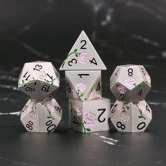 Pink Rose Electroplated Silver Metal 7pcs Dice Set | Gear Gaming Bentonville
