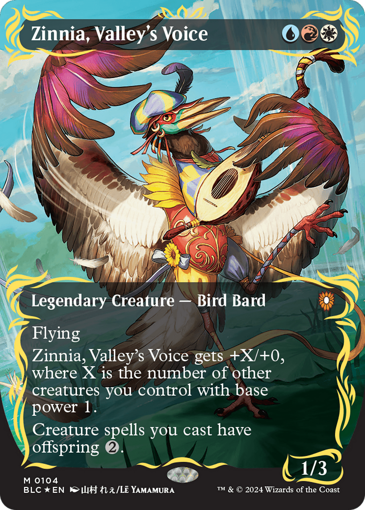 Zinnia, Valley's Voice (Borderless) (Raised Foil) [Bloomburrow Commander] | Gear Gaming Bentonville