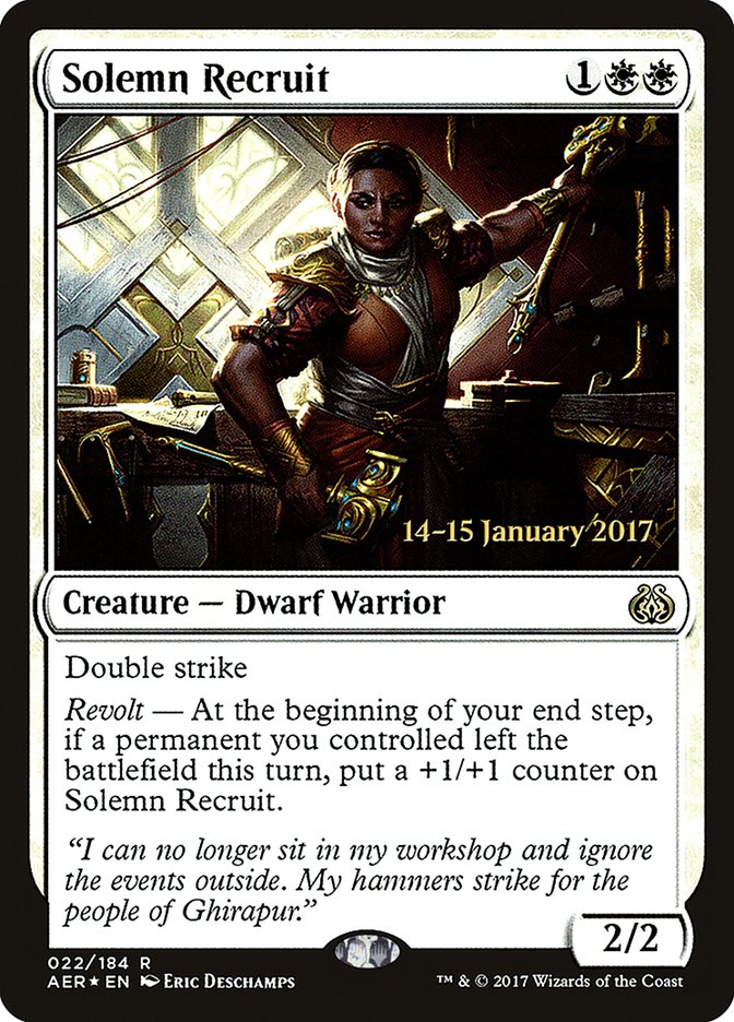 Solemn Recruit [Aether Revolt Prerelease Promos] | Gear Gaming Bentonville