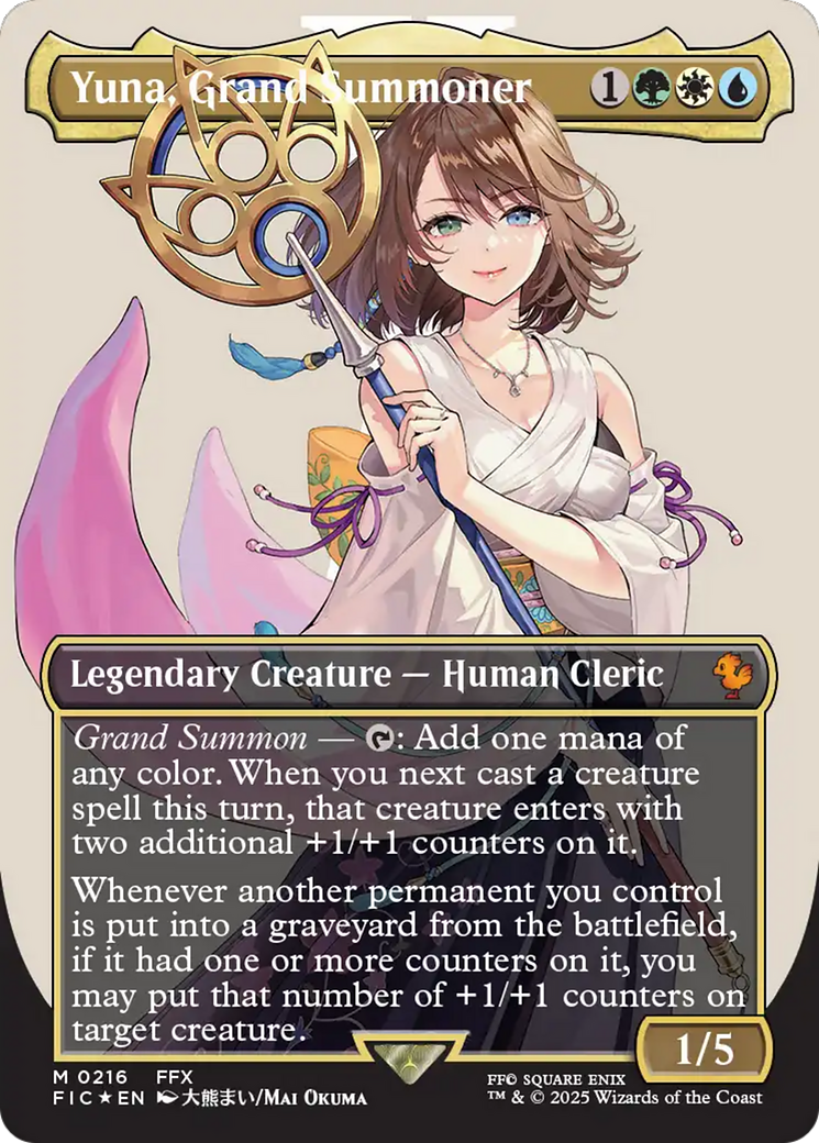 Yuna, Grand Summoner (Borderless) (Surge Foil) [FINAL FANTASY Commander] | Gear Gaming Bentonville