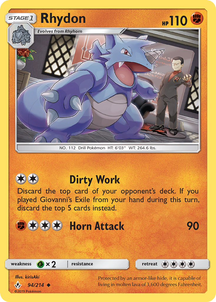 Rhydon (94/214) [Sun & Moon: Unbroken Bonds] | Gear Gaming Bentonville