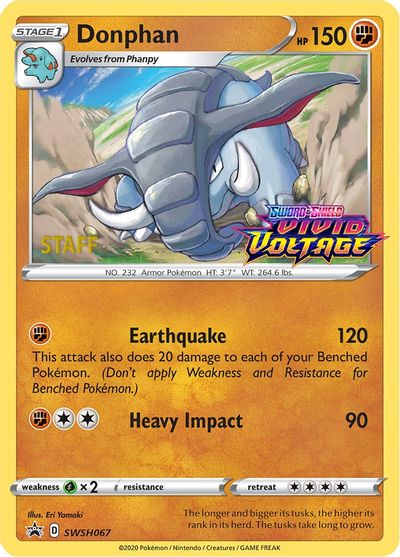 Donphan (SWSH067) (Staff Prerelease Promo) [Sword & Shield: Black Star Promos] | Gear Gaming Bentonville