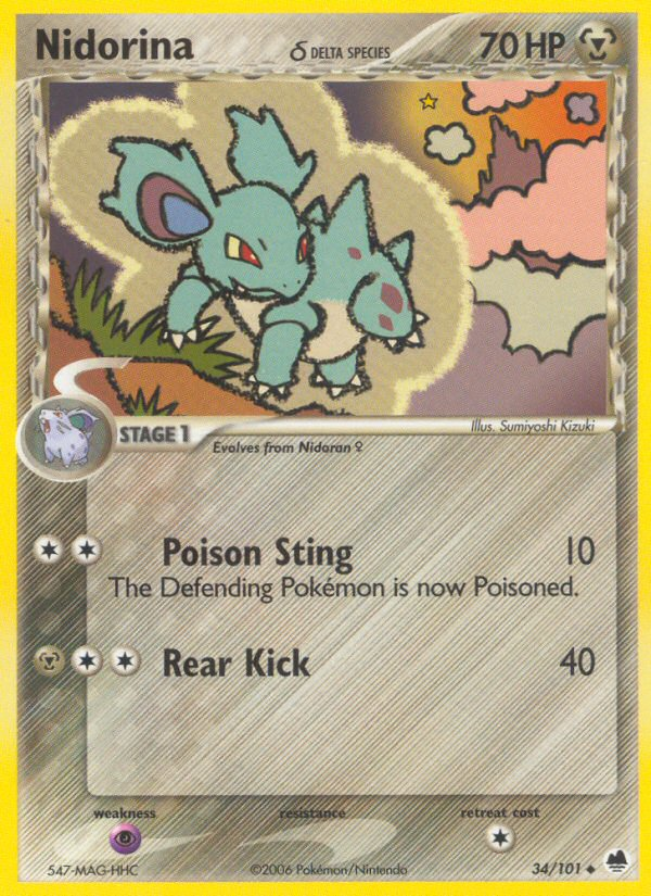 Nidorina (34/101) (Delta Species) [EX: Dragon Frontiers] | Gear Gaming Bentonville