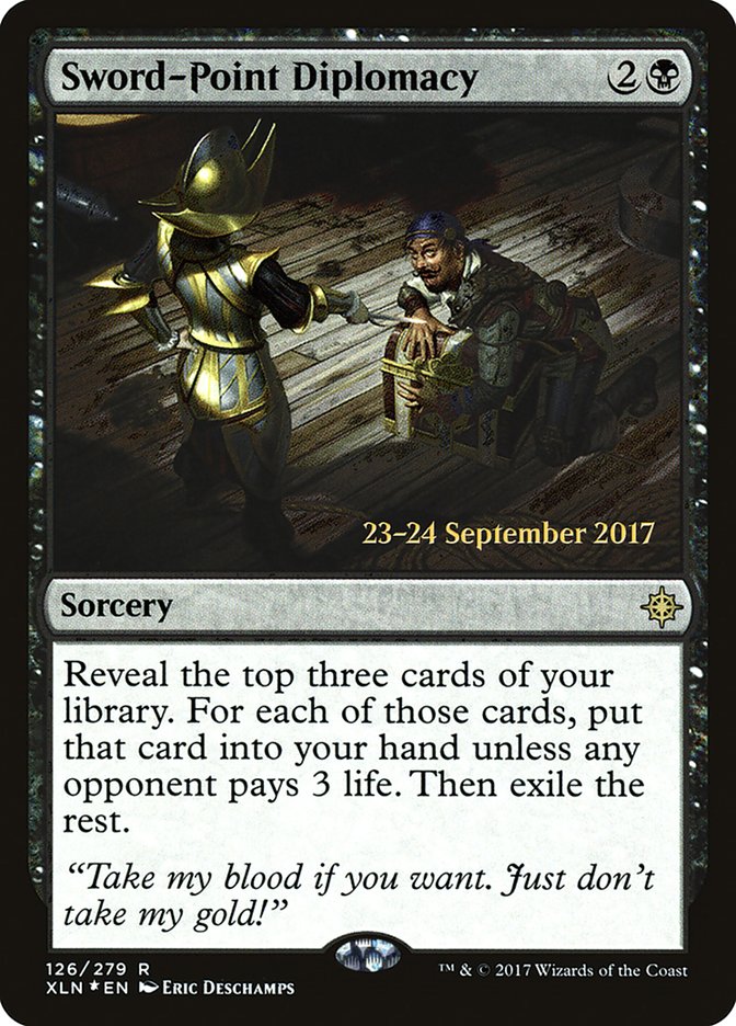 Sword-Point Diplomacy [Ixalan Prerelease Promos] | Gear Gaming Bentonville