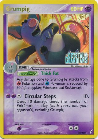 Grumpig (20/100) (Stamped) [EX: Crystal Guardians] | Gear Gaming Bentonville