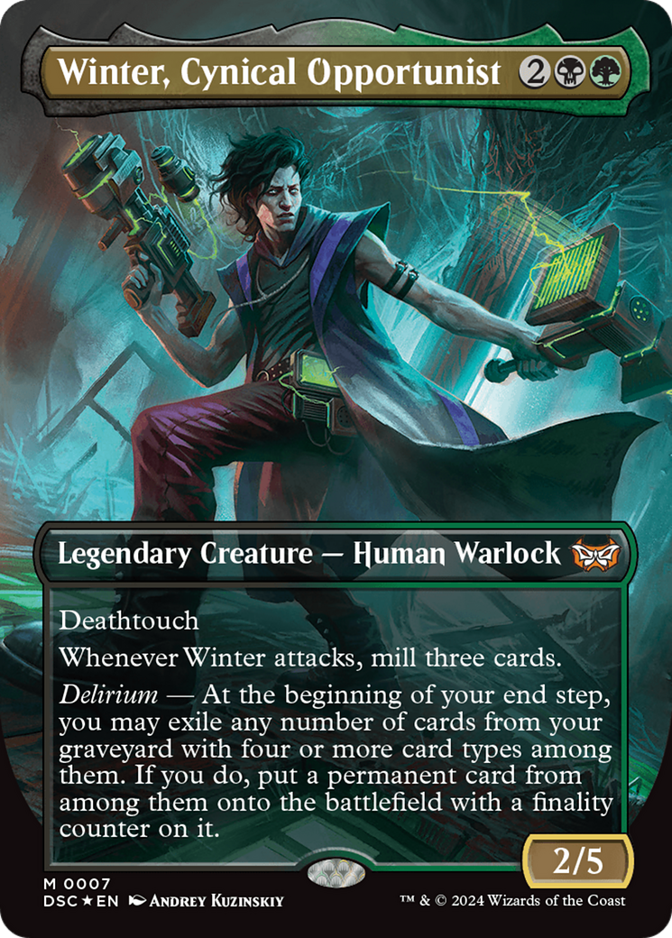 Winter, Cynical Opportunist (Borderless) [Duskmourn: House of Horror Commander] | Gear Gaming Bentonville