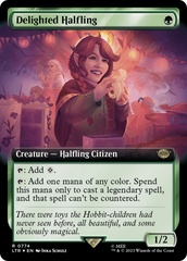 Delighted Halfling (Extended Art) (Surge Foil) [The Lord of the Rings: Tales of Middle-Earth] | Gear Gaming Bentonville