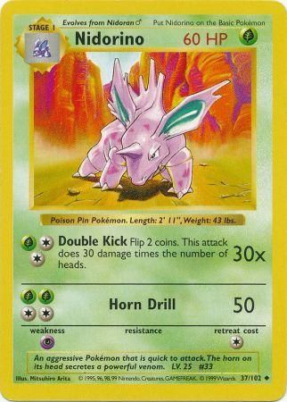 Nidorino (37/102) [Base Set Shadowless Unlimited] | Gear Gaming Bentonville