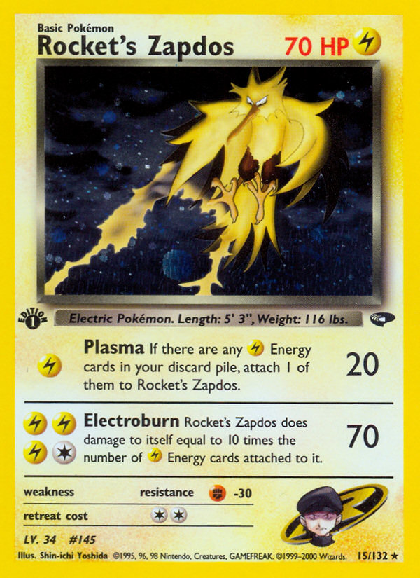 Rocket's Zapdos (15/132) [Gym Challenge 1st Edition] | Gear Gaming Bentonville