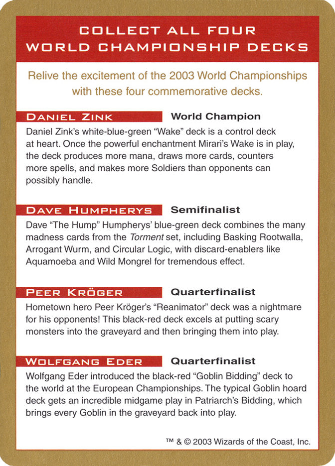 2003 World Championships Ad [World Championship Decks 2003] | Gear Gaming Bentonville