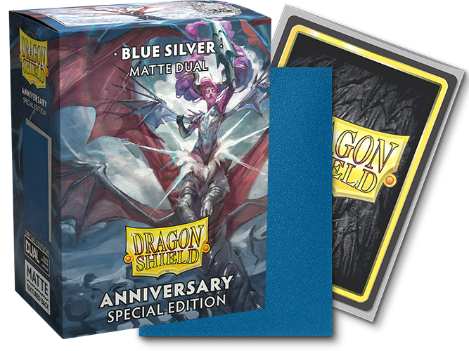 Dragon Shield Sleeves: Standard Matte Dual 25th Anniversary - Blue Silver 100CT | Gear Gaming Bentonville