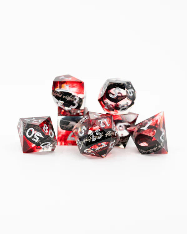 Seven for Dwarf Lords| Ring Inclusion| 7 Piece Sharp Edge Resin Dice Set | Gear Gaming Bentonville