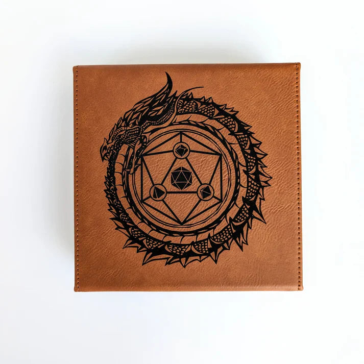 Dragon Circle | Vegan Leather Dice Box - Chestnut | Gear Gaming Bentonville