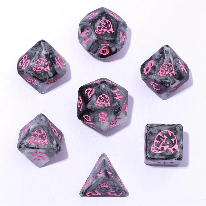 Wyrmforged Rollers Round Edge Resin RPG Dice Set - Opossum - Grey | Gear Gaming Bentonville