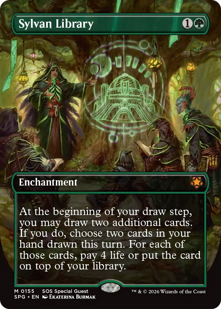 Sylvan Library (Borderless) [Secrets of Strixhaven Special Guests] | Gear Gaming Bentonville