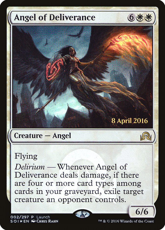 Angel of Deliverance (Launch) [Shadows over Innistrad Promos] | Gear Gaming Bentonville