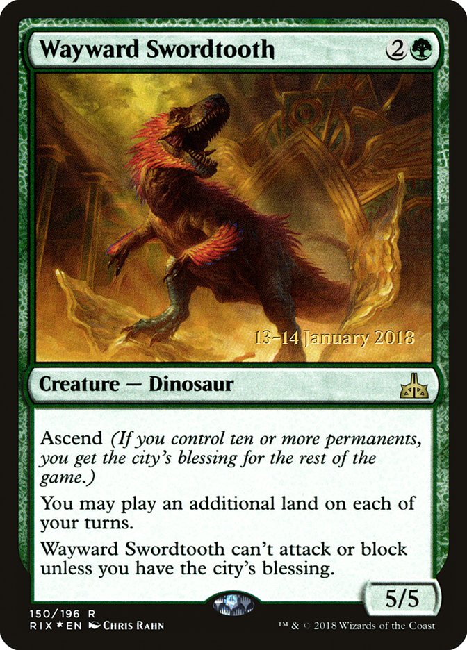 Wayward Swordtooth [Rivals of Ixalan Prerelease Promos] | Gear Gaming Bentonville