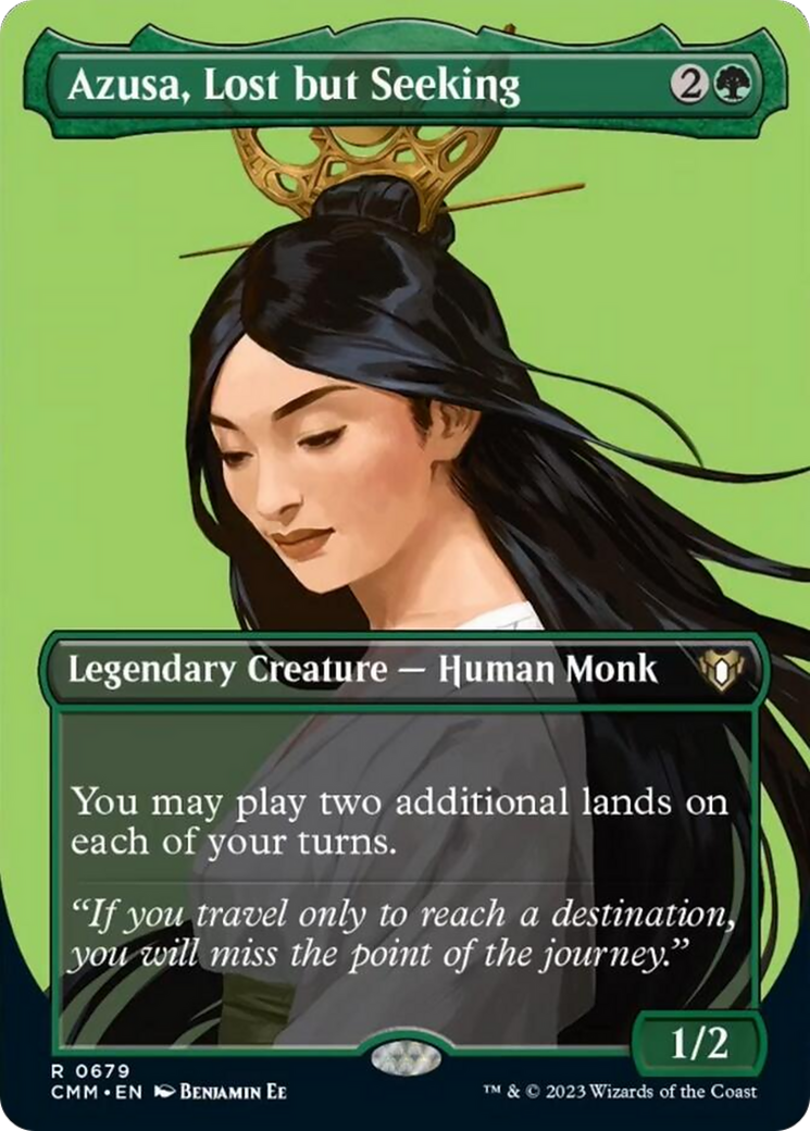 Azusa, Lost but Seeking (Borderless Profile) [Commander Masters] | Gear Gaming Bentonville