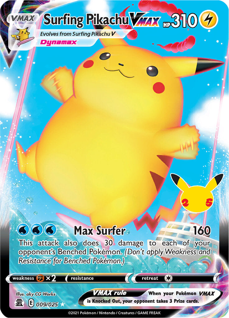 Surfing Pikachu VMAX (009/025) [Celebrations: 25th Anniversary] | Gear Gaming Bentonville