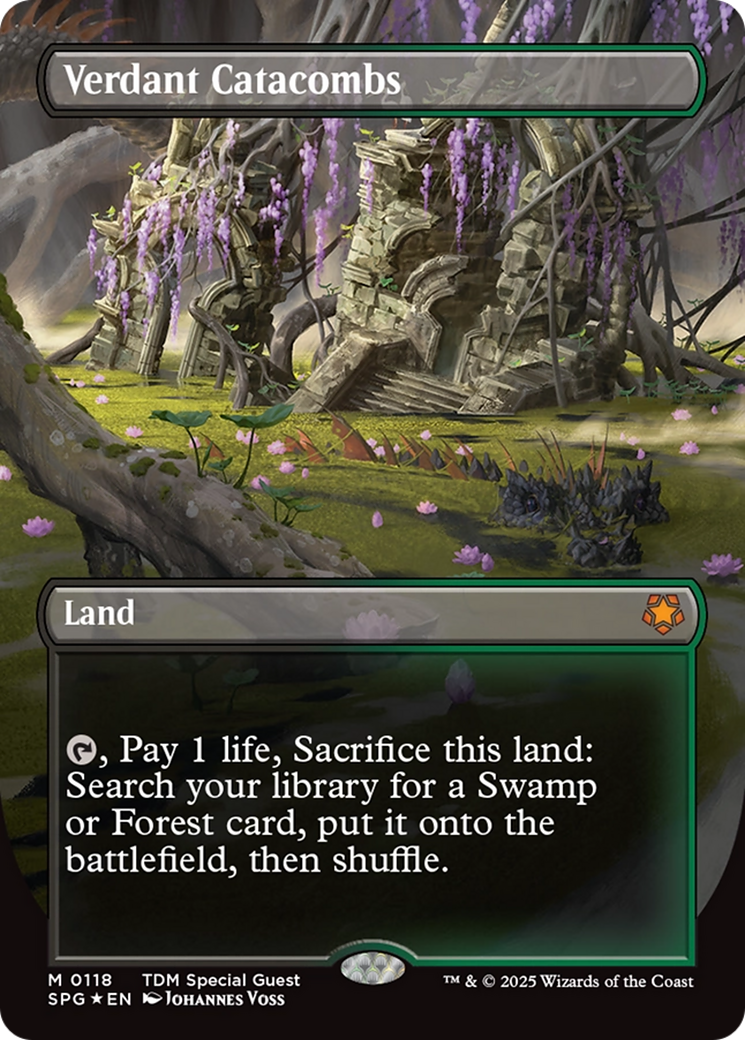 Verdant Catacombs (Borderless) (Dragonscale Foil) [Tarkir: Dragonstorm Special Guests] | Gear Gaming Bentonville