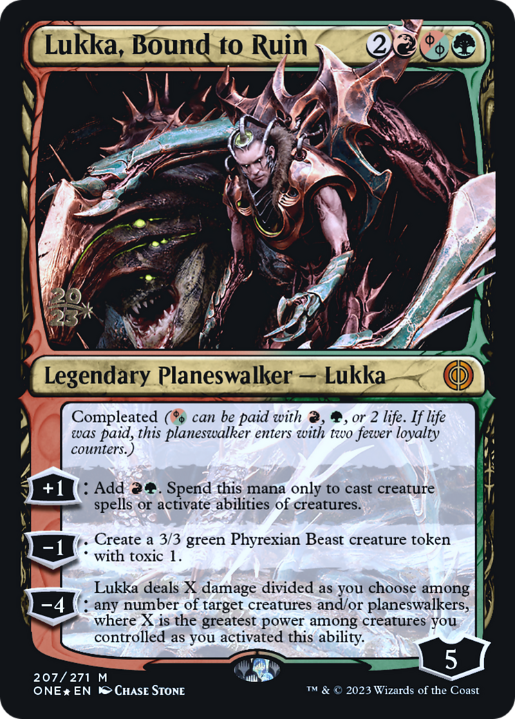 Lukka, Bound to Ruin [Phyrexia: All Will Be One Prerelease Promos] | Gear Gaming Bentonville