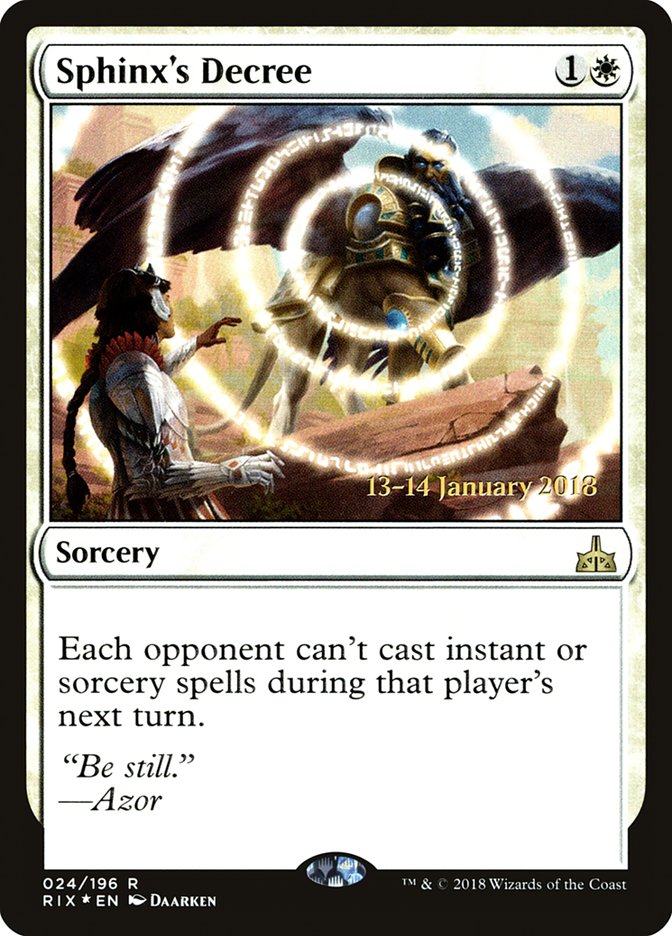 Sphinx's Decree [Rivals of Ixalan Prerelease Promos] | Gear Gaming Bentonville