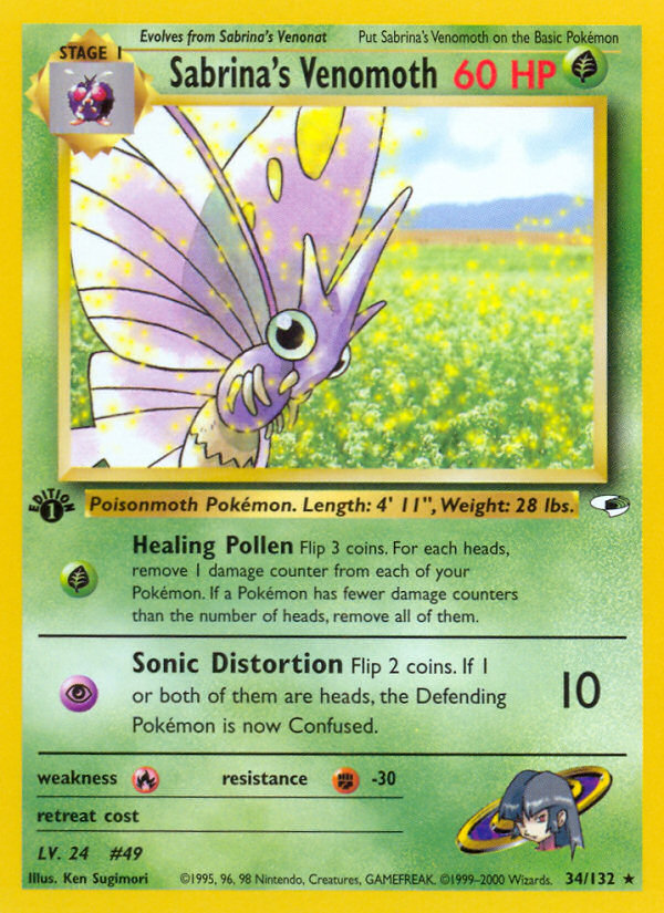 Sabrina's Venomoth (34/132) [Gym Heroes 1st Edition] | Gear Gaming Bentonville