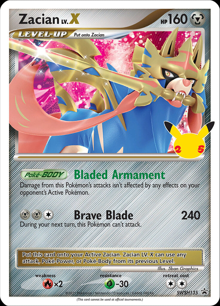 Zacian LV.X (SWSH135) (Celebrations) [Sword & Shield: Black Star Promos] | Gear Gaming Bentonville